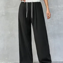 daphne maurier Women Loose Fit Black Cotton Blend Trousers image 2