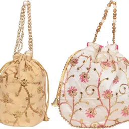 Women Beige, Pink Potli-image-52