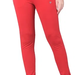 comfort lady Women Regular Fit Red Cotton Blend Trousers-picture-10