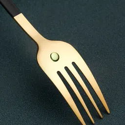 hexoniq 8" Stainless Steel Dinner Forks Set with Colorful Handle & Shiny Gold Mouth Stainless Steel Dinner Fork Set image 4