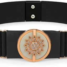 niddleman Women Casual, Party Black, Gold Fabric Belt-picture-24
