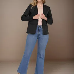 rocksy Women Solid Single Breasted Casual Blazer image 4