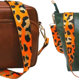 Brown, Green Women Sling Bag /Crossbody Bag with Orange Adjustable Belt for Girls & Women-image-10