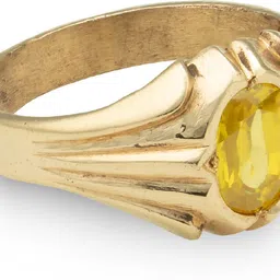 naveen metal works Panchaloha/Impon yellow sapphire/Pushparagam stone ring for Men and Women Alloy Topaz Ring image 2