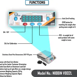 nibbin 30Kg Counter Rechargeable Weight Machine With Stainless Steel-Top for Home/Shops Balance Scale image 4