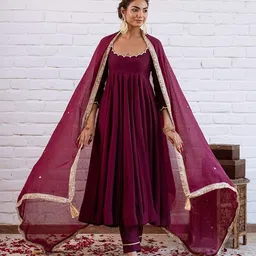 prabhjifashion Self Design Art Silk Stitched Anarkali Gown image 3