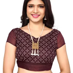 siril Women's Bandhani Printed Jari Patta Cotton Saree with Blouse image 5