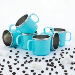 flipkart smartbuy Pack of 6 Plastic, Steel Premium Quality Chai, Tea & Coffee Cup Set - Elegant & Durable for Daily Use-picture-17