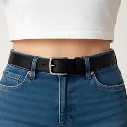 oodi Women Casual Black Texas Leatherite Belt image 2