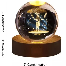 refulgix Deer Crystal Ball Night Lamp,Creative Engraved Crystal Ball Night Lamp image 2