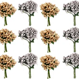 just flowers Artificial Pollen Set for Craft and Decoration, 12 Gold & Silver Pollen Bunch Gold, Silver Jasmine Artificial Flower-picture-25