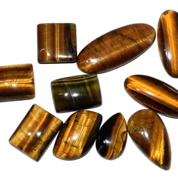 Cabochon - Tiger Eye Cabochon Set Polished Asymmetrical Crystal Stone-image-48