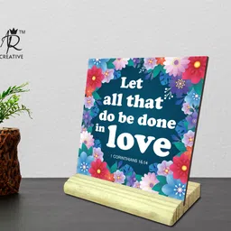 ar creative Let all that - Bible Verse Wooden Table Decorative Item Decorative Showpiece - 14.224 cm image 4