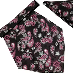 VOICI Paisley Design Dark Burgundy & Pink color pocket square and Cravat-picture-25