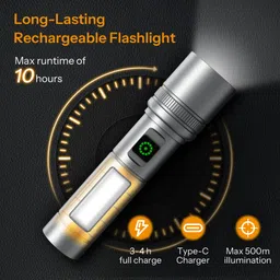 un1que 1500mAh Super Bright LED Flashlight, 1000 Lumens, 6 Light Modes Torch image 5