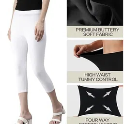 zayanqa 3/4th Capri leggings Women White, Dark Blue Capri image 3
