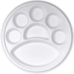 neena crockeries Acrylic PVC Free Unbreakable 7 Portion Meal Tray, Thali, Compartment Plate Dinner Plate image 2