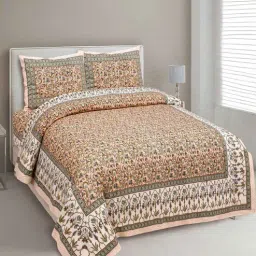 Yellow Floral 144 TC Cotton King Bedsheet and 2 Pillow Cover by UniqChoice-picture-16
