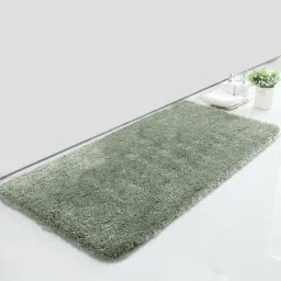Green Solid Polyester 36x24 Inches Super Soft Bath Mat By Luxe Home International-image-86