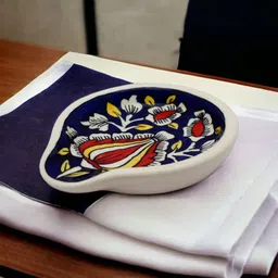 rafoleen Ceramic Spoon Rest Large Blue Pack of 1 Disposable Ceramic Serving Spoon image 4