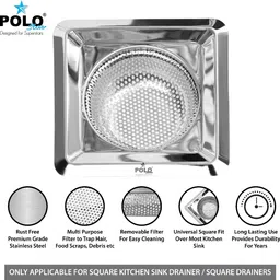 polostar Kitchen Sink Stainless Steel Push Down Strainer image 3