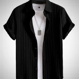 halomens Men Regular Fit Striped Lapel Collar Casual Shirt image 4