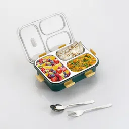hkc house Stainless Steel Leak Proof with 2 Spoon Lunch Box 3 Containers Lunch Box image 2
