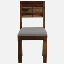 woodsworth from pepperfry Segur Sheesham Wood 6 Seater Dining Set in Scratch Resistant Provincial Teak Finish with Grey Cushion image 5