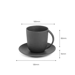 vola Vogue Cup & Saucer Conical set of 4 -Stone image 2