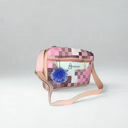 evork fashion Pink Women Sling Bag Trendy Check Pattern Sling Bag for Women & Girls-picture-12