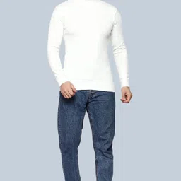 frekman Men Woven Turtle Neck White Sweater image 5