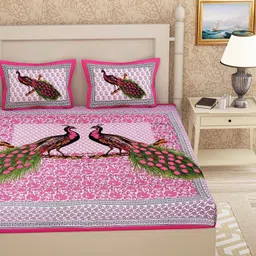 metro living Cotton Double Flat 144 TC Jaipuri Prints Bedsheet image 2
