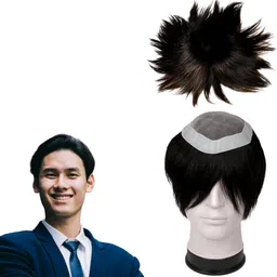 hair secret Men’s Patch | Matte Finish Real Wig in Black | 8.6 inch Hair Extension-picture-13