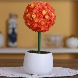 Orange Plastic & Melamine Real Touch Flowers with Melamine Pot by Fourwalls image 1