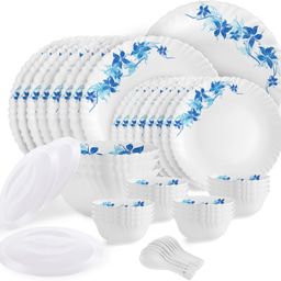 cello Pack of 47 Opalware Dazzle Series Blue Swirl Crockery Set | Dishwasher Safe | Light-Weight Dinner Set-picture-47