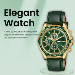 ihmt Trending HMTS Water Resistant Premium Green Hands Brand Watch For Mens & Boys Analog Watch - For Men Artificial Chronograph Genuine Leather Strap Green Dial Wrist & Quartz Watch-Men image 5