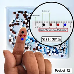 ansa 12 Pouch, Simple Plain Bindi Velvet Vive Self-Adhesive Kumkum Bindi Forehead Maroon Bindis image 3