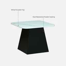 casacraft from pepperfry Alfena Square Metal Nesting Coffee Table Set with White Porcelain Top (Set of 2) image 5