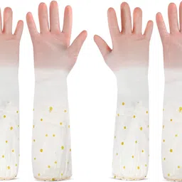 rbgiit Long Slevee Women Special Dish Washing Toilet Kitchen Bathroom Garden Hand Glove Wet and Dry Glove Set-picture-13