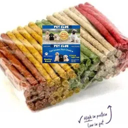 pet clue Multi flavour (1 Kg )Munchy Twisted & healthy Chew Sticks Mix Flavour Dog Treat Mutton, Chicken Dog Chew-picture-12