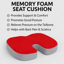 uniquefit Orthopedic Memory Foam Seat Cushion for Back Pain Relief Tailbone Support Memory Foam Nature Orthopaedic Pillow Pack of 1 image 5