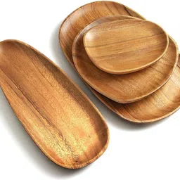easyroot Wooden Serving Platter Set o 4 for Serving Snacks and Fruits Tray-picture-20
