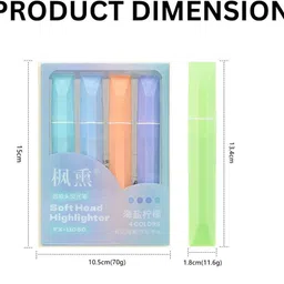hs enterprise Soft Tip Pastel Highlighter Pen Set - Pack of 4 Multicolor Markers image 2