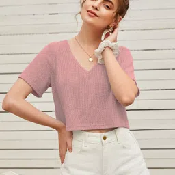 rahi trendz Casual Regular Sleeves Solid Women Pink Top-picture-25