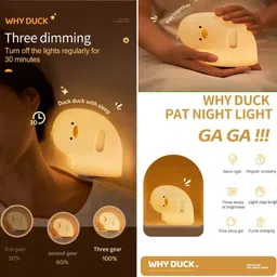 unzag Cute New Baby Bedroom Décor-USB Touch Sensor Duck Soft Silicone Mini Size Gift Night Lamp image 5