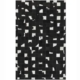 dazzhome Black Hair On Leather Abstract Hand Woven 8ftX10ft Carpet image 2