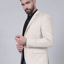 cantabil Men Self Design Single Breasted Casual Blazer image 3