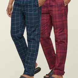 xyxx Pack of 2 Checkmate Intellieaze Combed Cotton Checks Men Pyjama-picture-34