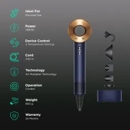 dyson Supersonic Hair Dryer with 4 Heat Settings and Cool Shot (Air Multiplier Technology, Prussian Blue and Rich Copper) image 2