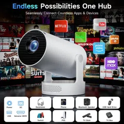 MA TRADES Smart 4K Projector, Android 11, 1080P, WiFi, Bluetooth, 150" Display 3500 lm LED Corded Mobiles Portable Projector image 2